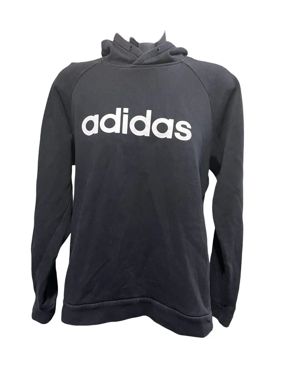 Adidas Black Pullover Hoodie with Logo - Medium